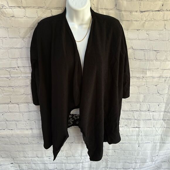 NEW Lane Bryant Black Lace Back Open Front Cardigan Sweater – Size 14/16 (NWT) - Picture 1 of 6